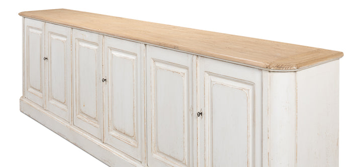 American Home Furniture | Sarreid - Antique Whitewash Sideboard - 6 Door