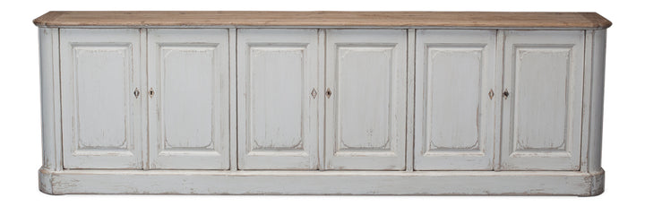 American Home Furniture | Sarreid - Antique Whitewash Sideboard - 6 Door