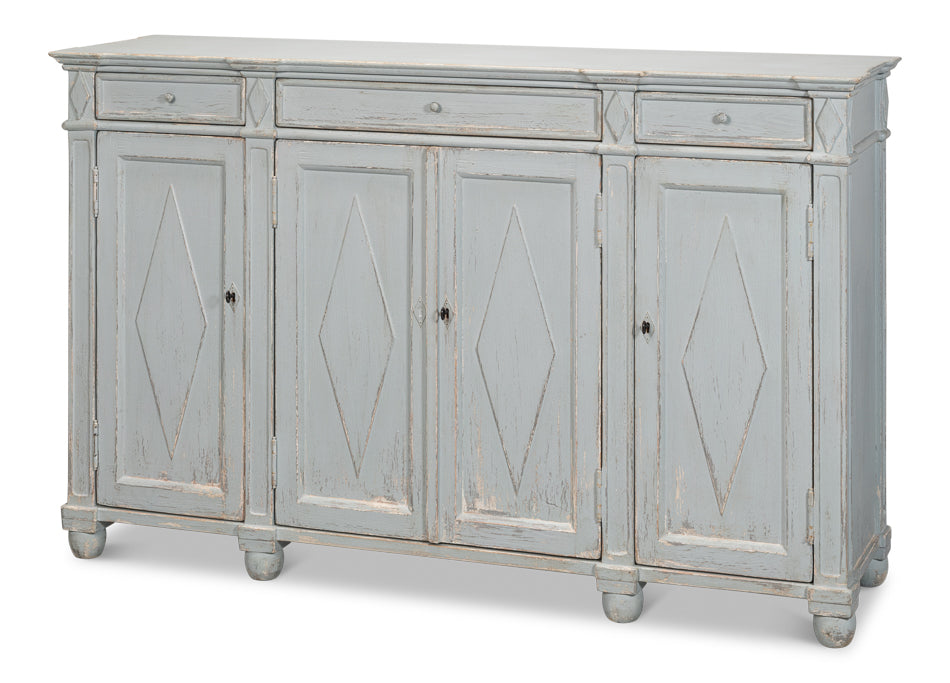 American Home Furniture | Sarreid - Diamond Wall Sideboard - Blue/Grey