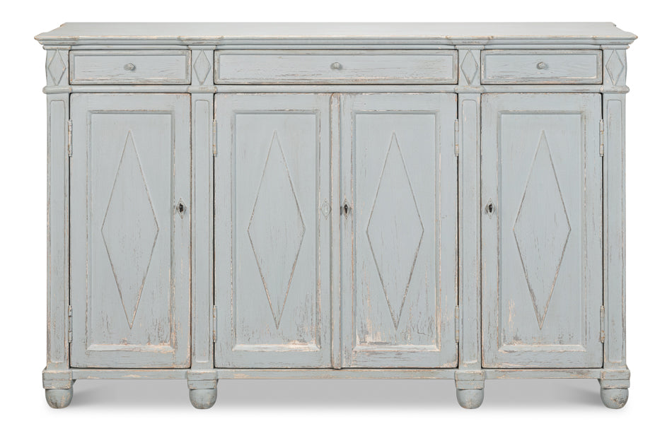 American Home Furniture | Sarreid - Diamond Wall Sideboard - Blue/Grey