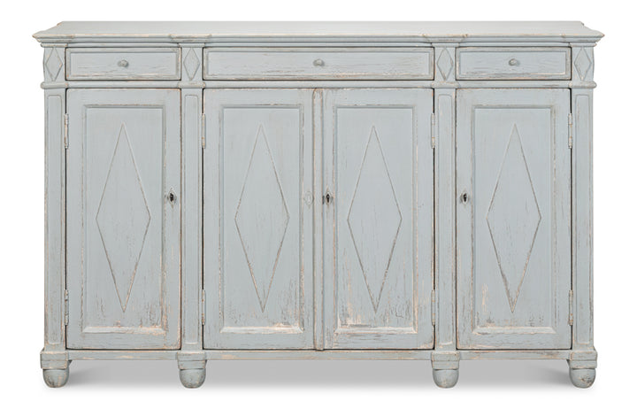 American Home Furniture | Sarreid - Diamond Wall Sideboard - Blue/Grey