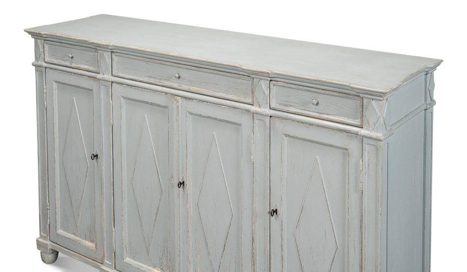 American Home Furniture | Sarreid - Diamond Wall Sideboard - Blue/Grey