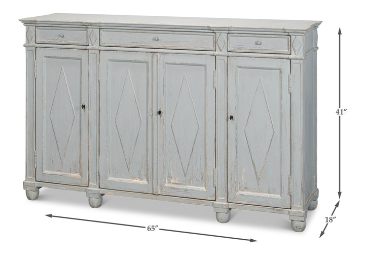 American Home Furniture | Sarreid - Diamond Wall Sideboard - Blue/Grey