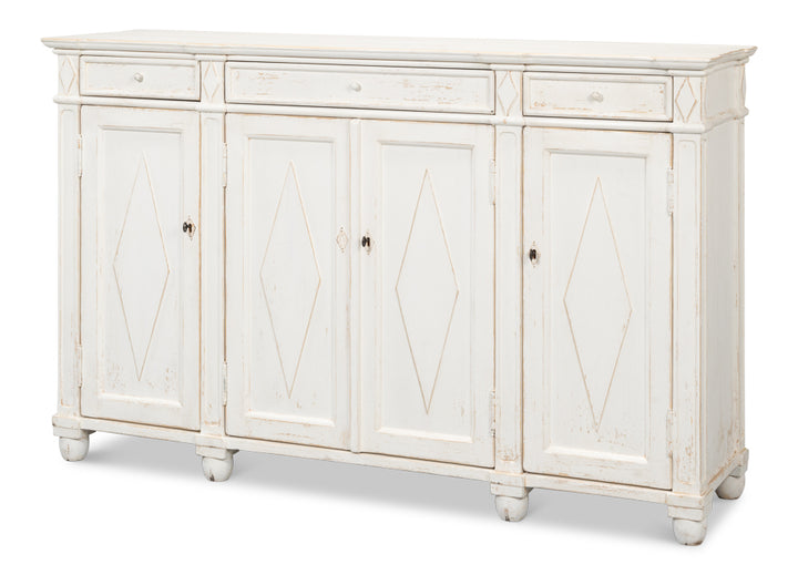 American Home Furniture | Sarreid - Diamond Wall Sideboard - Whitewash Finish