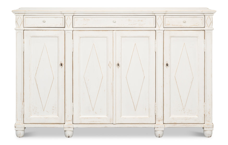 American Home Furniture | Sarreid - Diamond Wall Sideboard - Whitewash Finish