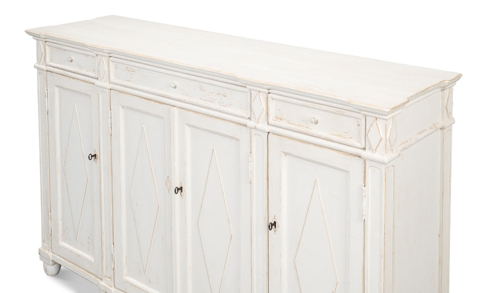 American Home Furniture | Sarreid - Diamond Wall Sideboard - Whitewash Finish