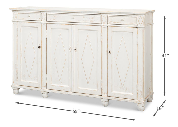 American Home Furniture | Sarreid - Diamond Wall Sideboard - Whitewash Finish