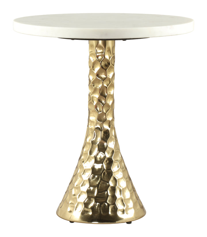 Lira Accent Table White & Gold - 110953