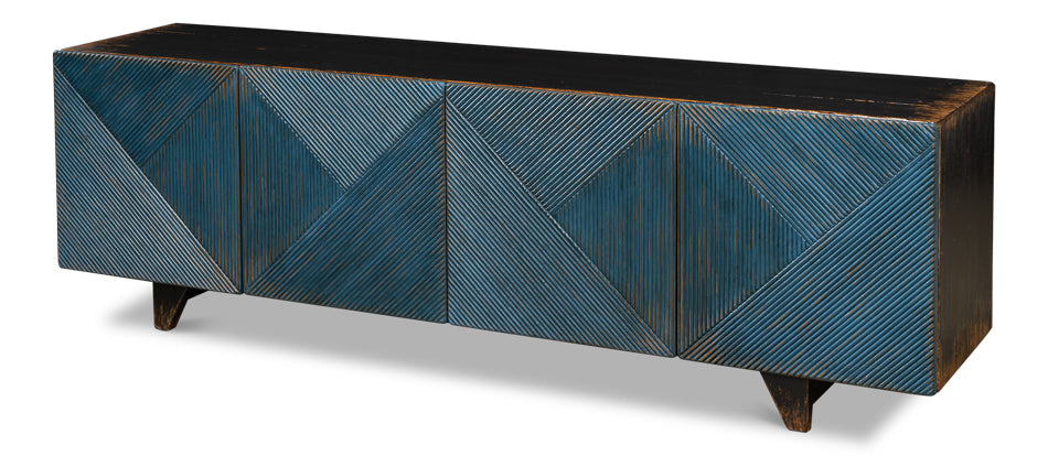 American Home Furniture | Sarreid - Low Wall Console For Tv - Blue