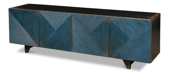 Sarreid Low Wall Console For Tv - Blue MEDIA + TV STANDS