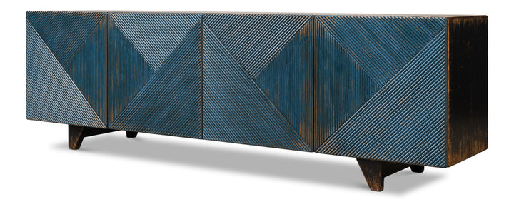 American Home Furniture | Sarreid - Low Wall Console For Tv - Blue