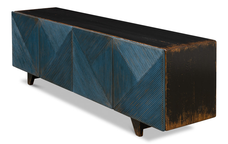 American Home Furniture | Sarreid - Low Wall Console For Tv - Blue
