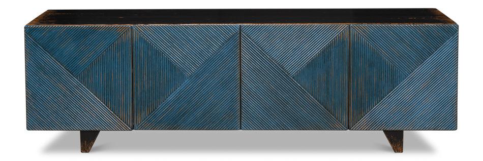 Sarreid Low Wall Console For Tv - Blue MEDIA + TV STANDS