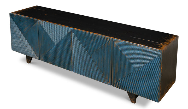 American Home Furniture | Sarreid - Low Wall Console For Tv - Blue