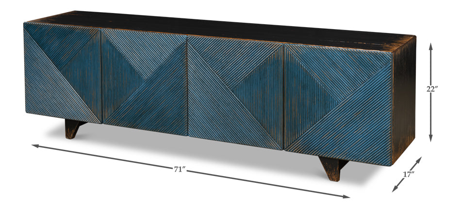 American Home Furniture | Sarreid - Low Wall Console For Tv - Blue