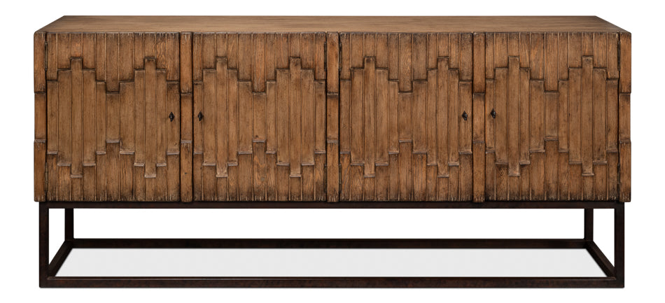 American Home Furniture | Sarreid - Aztec Sideboard On Stand - Brown