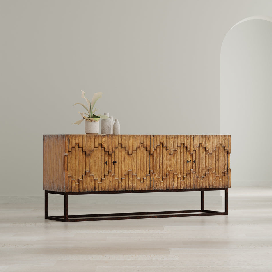 American Home Furniture | Sarreid - Aztec Sideboard On Stand - Brown