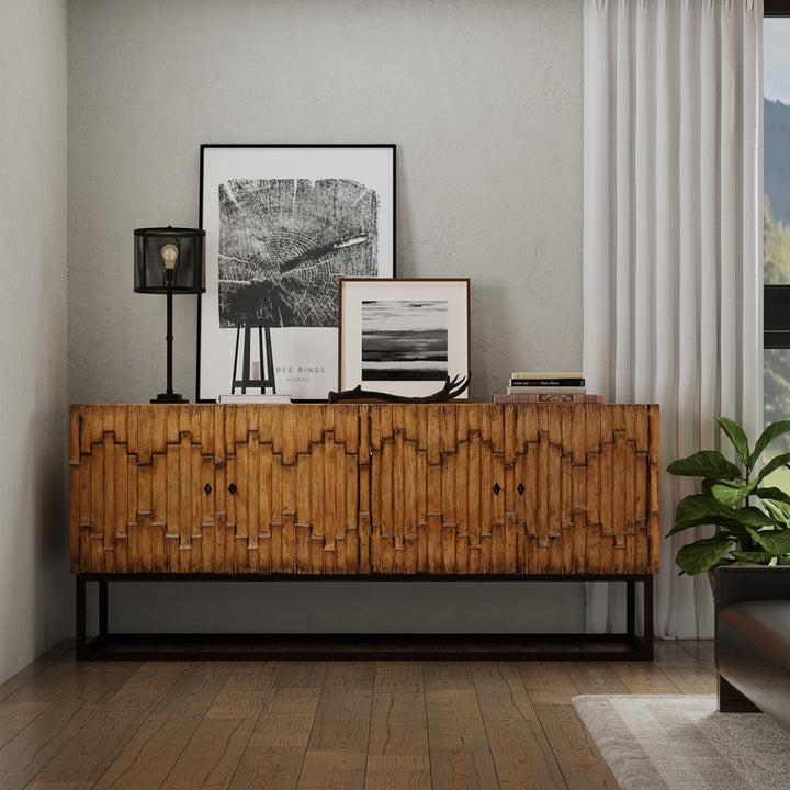 American Home Furniture | Sarreid - Aztec Sideboard On Stand - Brown