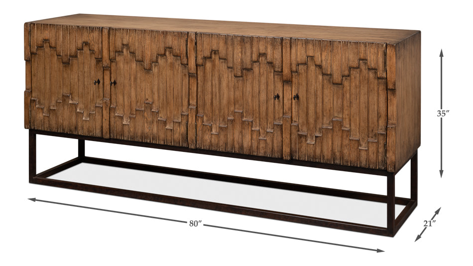 American Home Furniture | Sarreid - Aztec Sideboard On Stand - Brown