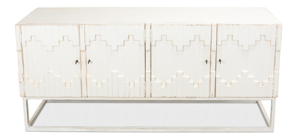 American Home Furniture | Sarreid - Aztec Sideboard On Stand - Whitewash