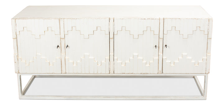 American Home Furniture | Sarreid - Aztec Sideboard On Stand - Whitewash