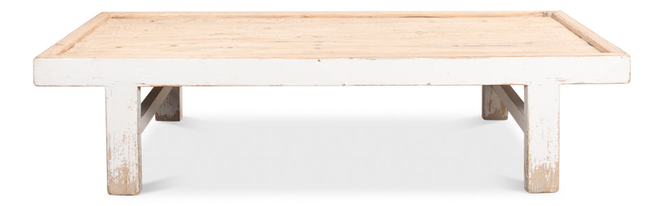 American Home Furniture | Sarreid - Large Wood Panel Coffee Tbl - Ant. White 