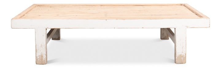 American Home Furniture | Sarreid - Large Wood Panel Coffee Tbl - Ant. White 