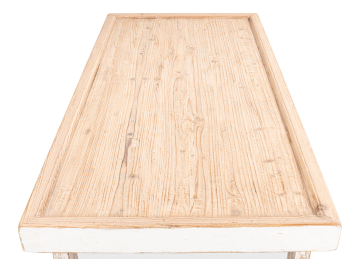 American Home Furniture | Sarreid - Large Wood Panel Coffee Tbl - Ant. White 