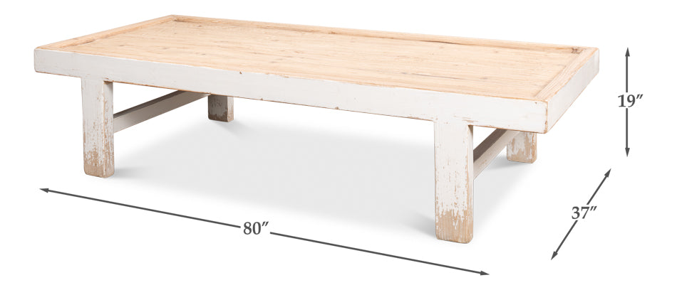 American Home Furniture | Sarreid - Large Wood Panel Coffee Tbl - Ant. White 