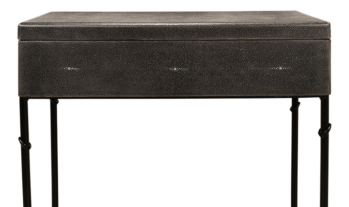 American Home Furniture | Sarreid - Grey Leather Shagreen Box On Stand