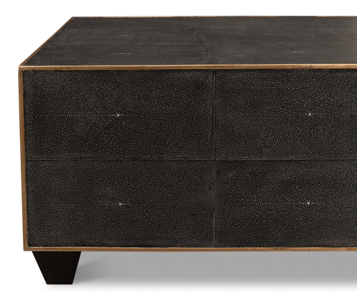 American Home Furniture | Sarreid - Grey Leather Shagreen Cocktail Table