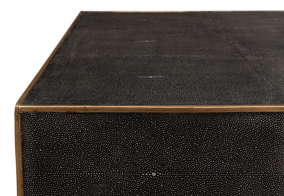 American Home Furniture | Sarreid - Grey Leather Shagreen Cocktail Table