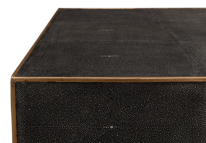 American Home Furniture | Sarreid - Grey Leather Shagreen Cocktail Table