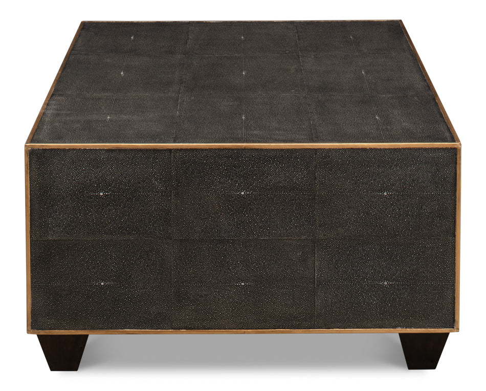 American Home Furniture | Sarreid - Grey Leather Shagreen Cocktail Table