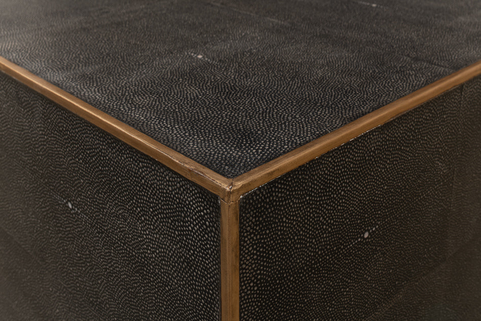 American Home Furniture | Sarreid - Grey Leather Shagreen Cocktail Table