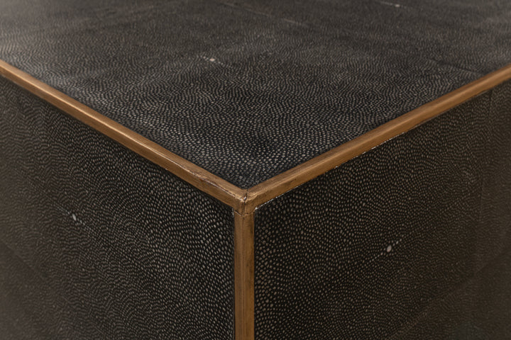 American Home Furniture | Sarreid - Grey Leather Shagreen Cocktail Table