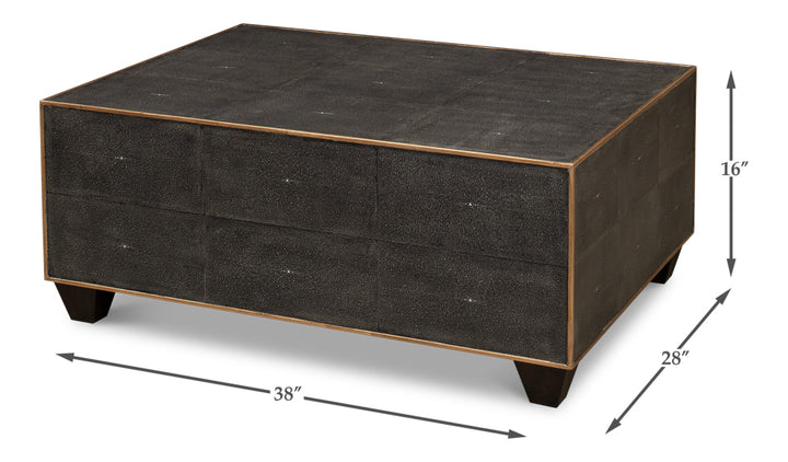 American Home Furniture | Sarreid - Grey Leather Shagreen Cocktail Table