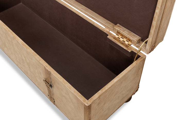 American Home Furniture | Sarreid - Leather Trunk/Bench - Pearl Leather