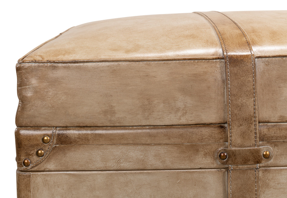 American Home Furniture | Sarreid - Leather Trunk/Bench - Pearl Leather