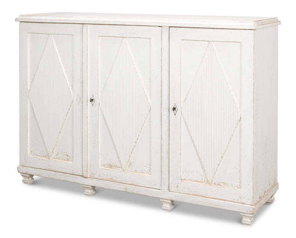 American Home Furniture | Sarreid - Beecher Sideboard W/3 Doors - Whitewash