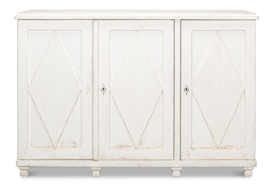 American Home Furniture | Sarreid - Beecher Sideboard W/3 Doors - Whitewash