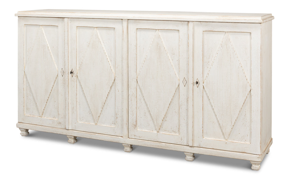 American Home Furniture | Sarreid - Beecher Sideboard W/4 Doors - Whitewash