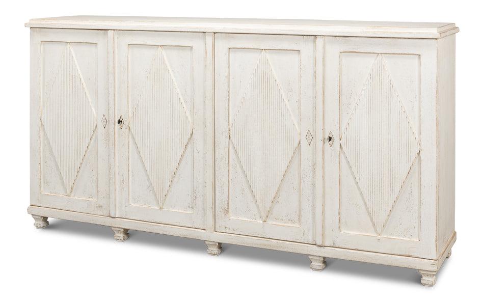 Sarreid Beecher Sideboard W/4 Doors - Whitewash SIDEBOARDS + CREDENZAS