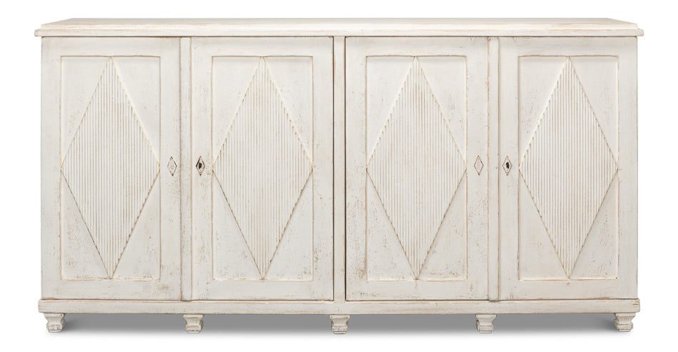 American Home Furniture | Sarreid - Beecher Sideboard W/4 Doors - Whitewash