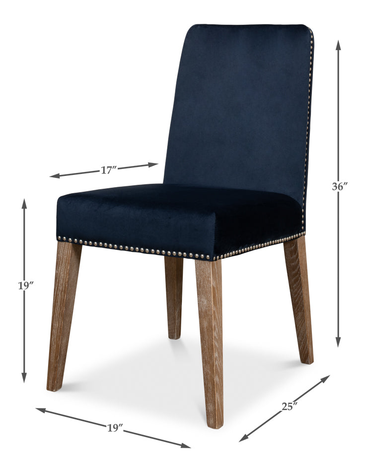 American Home Furniture | Sarreid - Franklin Side Chair - Navy Blue - Set of 2