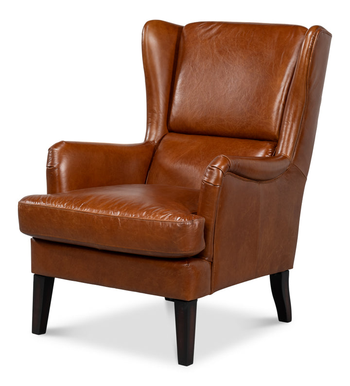 American Home Furniture | Sarreid - Elite Wing Lounge Chair - Vintage Havana 
