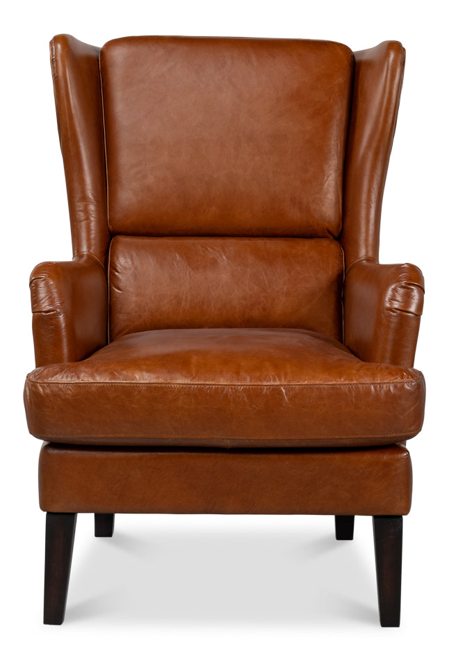 American Home Furniture | Sarreid - Elite Wing Lounge Chair - Vintage Havana 