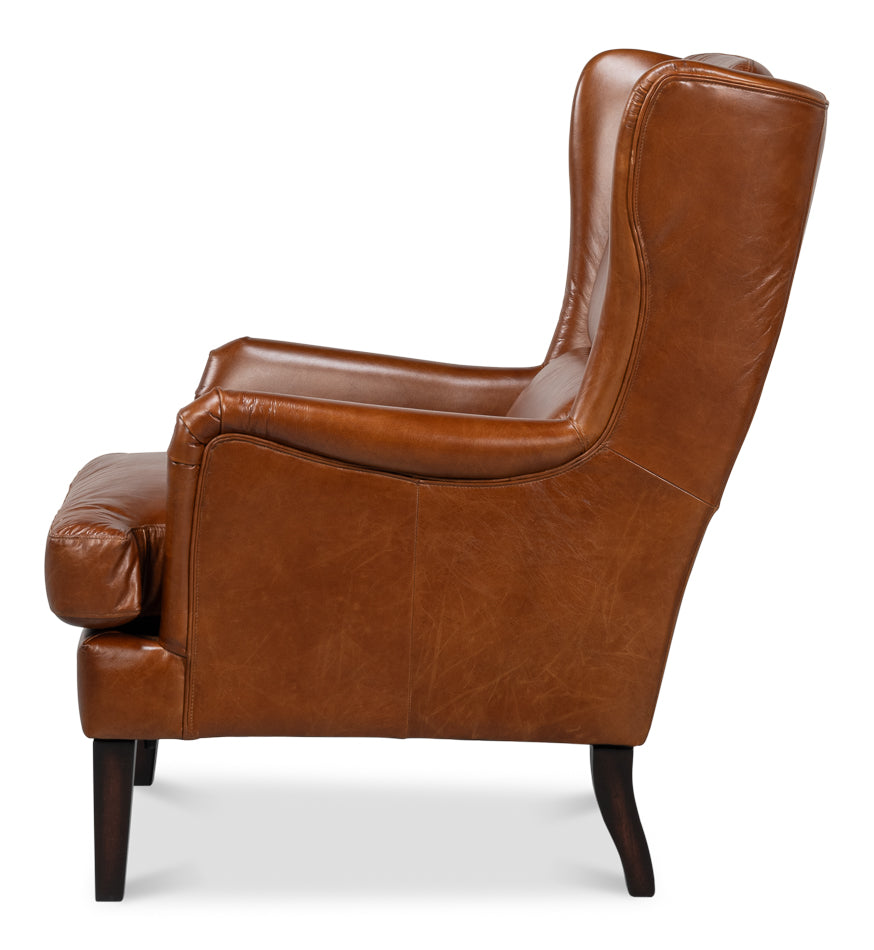 American Home Furniture | Sarreid - Elite Wing Lounge Chair - Vintage Havana 