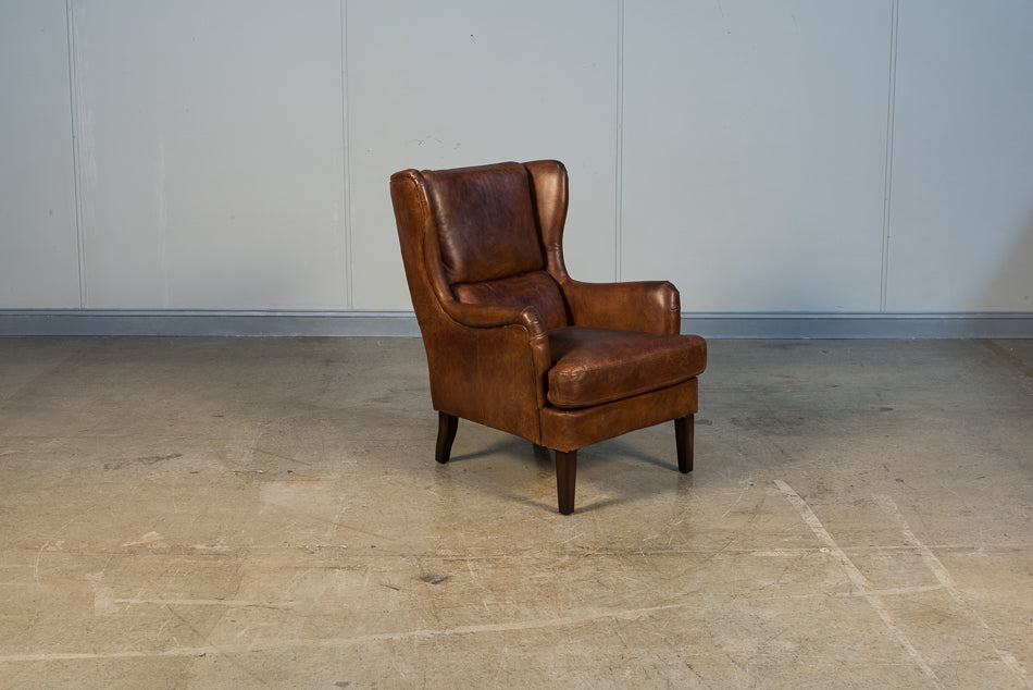 American Home Furniture | Sarreid - Elite Wing Lounge Chair - Vintage Havana 