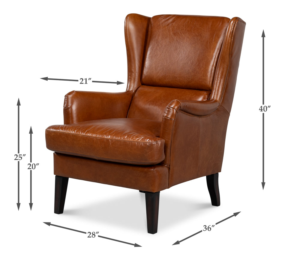 American Home Furniture | Sarreid - Elite Wing Lounge Chair - Vintage Havana 